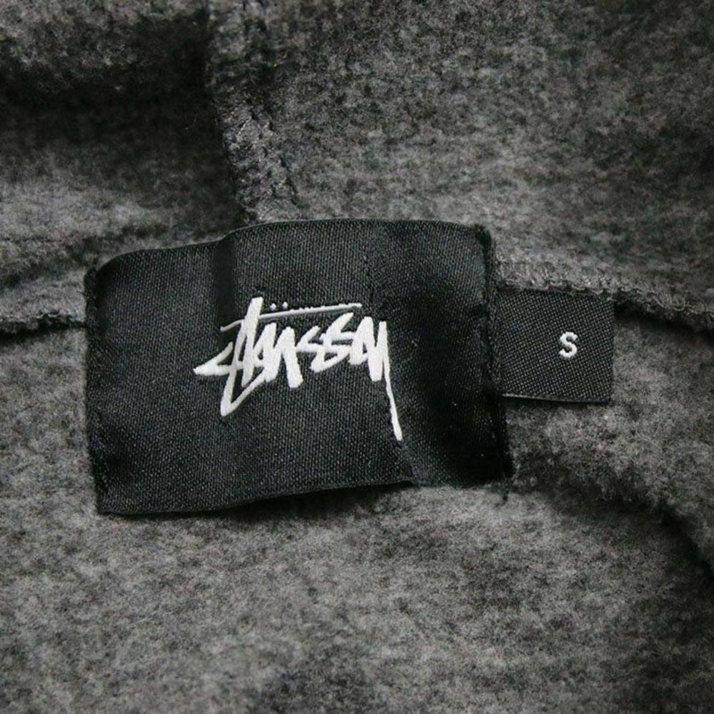 STUSSY Gray Logo Hoodie Sweatshirt SMALL - Picture 4 of 6